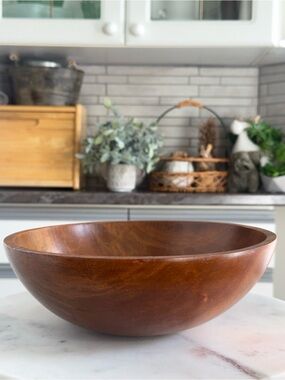 BARIBOCRAFT Canada Vintage Turned Wood 10-10.5” Salad Serving Bowl MCM